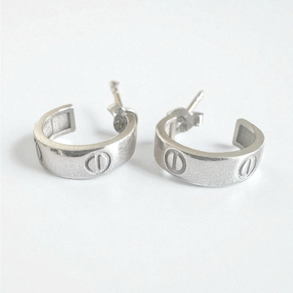 18k Real Solid White Gold Earrings - Picture 3 of 7